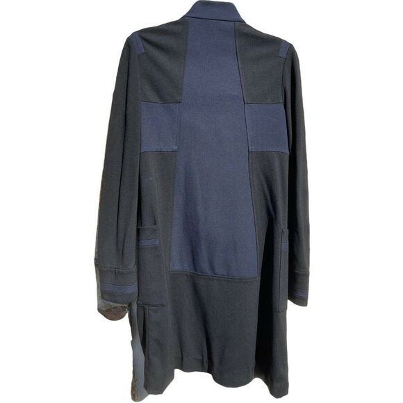 Diane Von Furstenberg Full Length Jacket Black Blue Double Breast DVF Size 2 - Picture 3 of 5